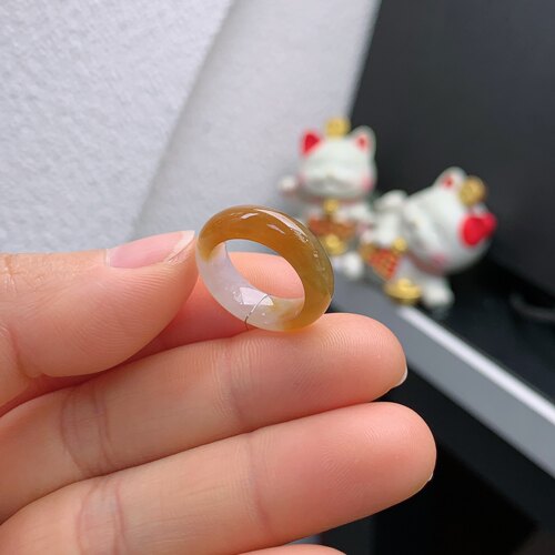5-6口缅甸天然翡翠A货冰润红翡戒指A1627#
