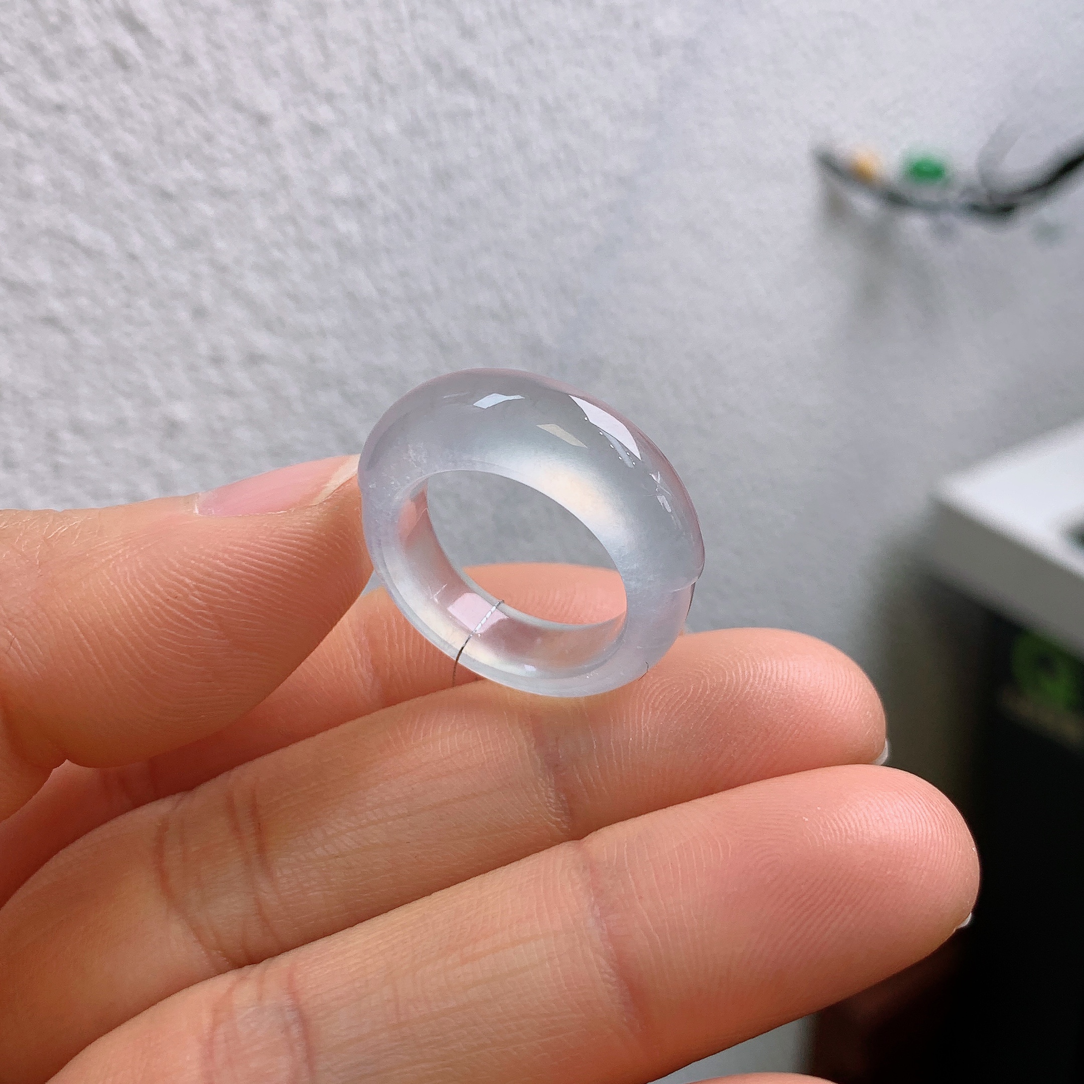 11-12圈口缅甸天然翡翠A货高冰白冰马鞍戒指A1184#