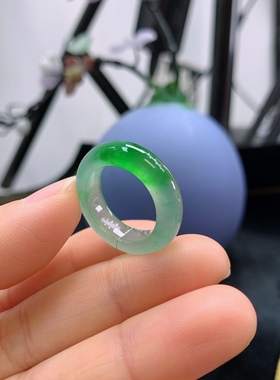 13-14圈口缅甸天然翡翠A货冰阳绿戒指A1091#