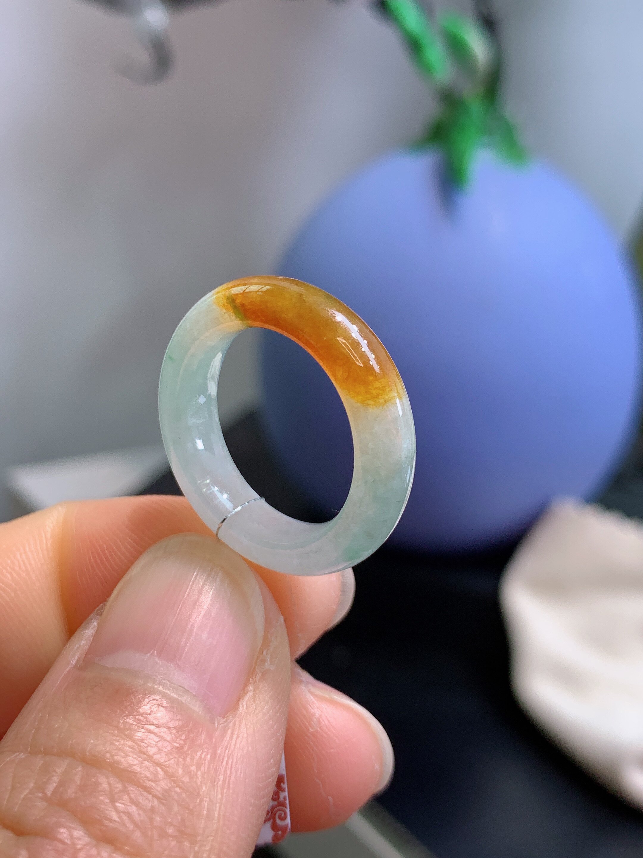 12-13圈口缅甸天然翡翠a货冰润红翡聚宝盆戒指