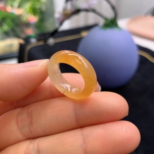 11圈口缅甸天然翡翠A货冰芬达橙红黄翡戒指A1233
