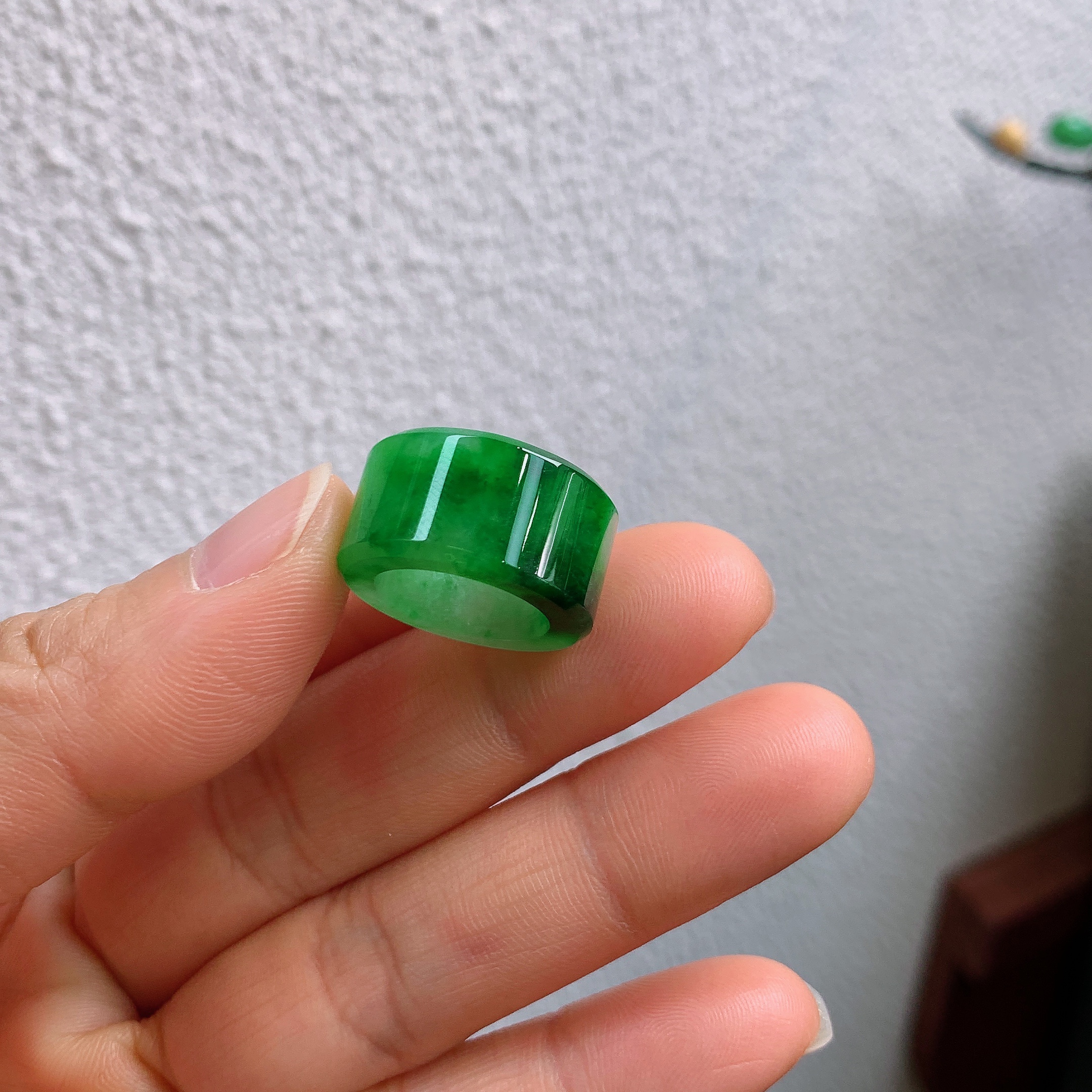 4-5圈口缅甸天然翡翠A货冰辣绿方戒戒指M06#