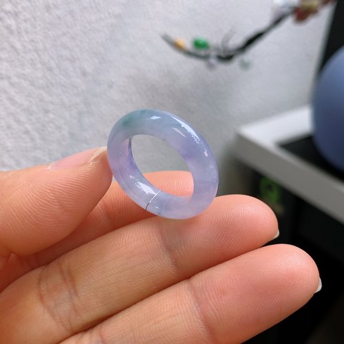 12-13圈口缅甸天然翡翠A货冰紫罗兰飘花戒指344#