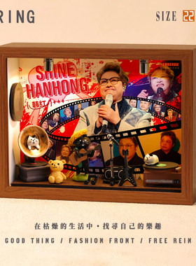韩红周边专辑相框小屋小纪念创意音乐造景手工礼物微缩装饰摆件