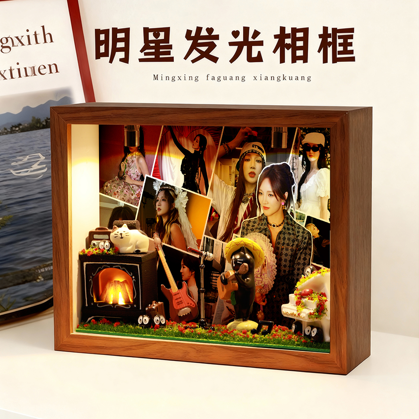 孟佳明星周边相框礼物摆台桌面应援摆件照片收纳盒小夜灯生日
