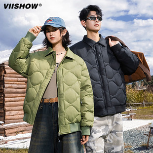 VIISHOW轻薄羽绒服男士2025新款冬季翻领加厚大码防寒服保暖外套