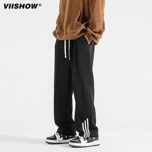 VIISHOW复古潮牌直筒纯色运动卫裤男生夏季新款宽松百搭休闲长裤