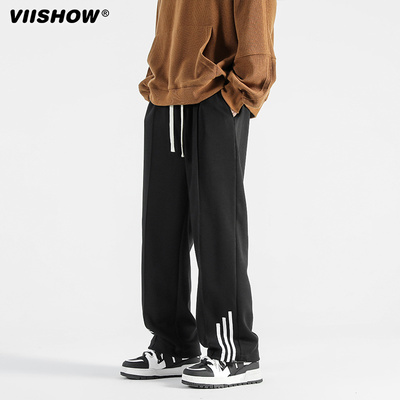 VIISHOW复古潮牌直筒纯色运动卫裤男生夏季新款宽松百搭休闲长裤