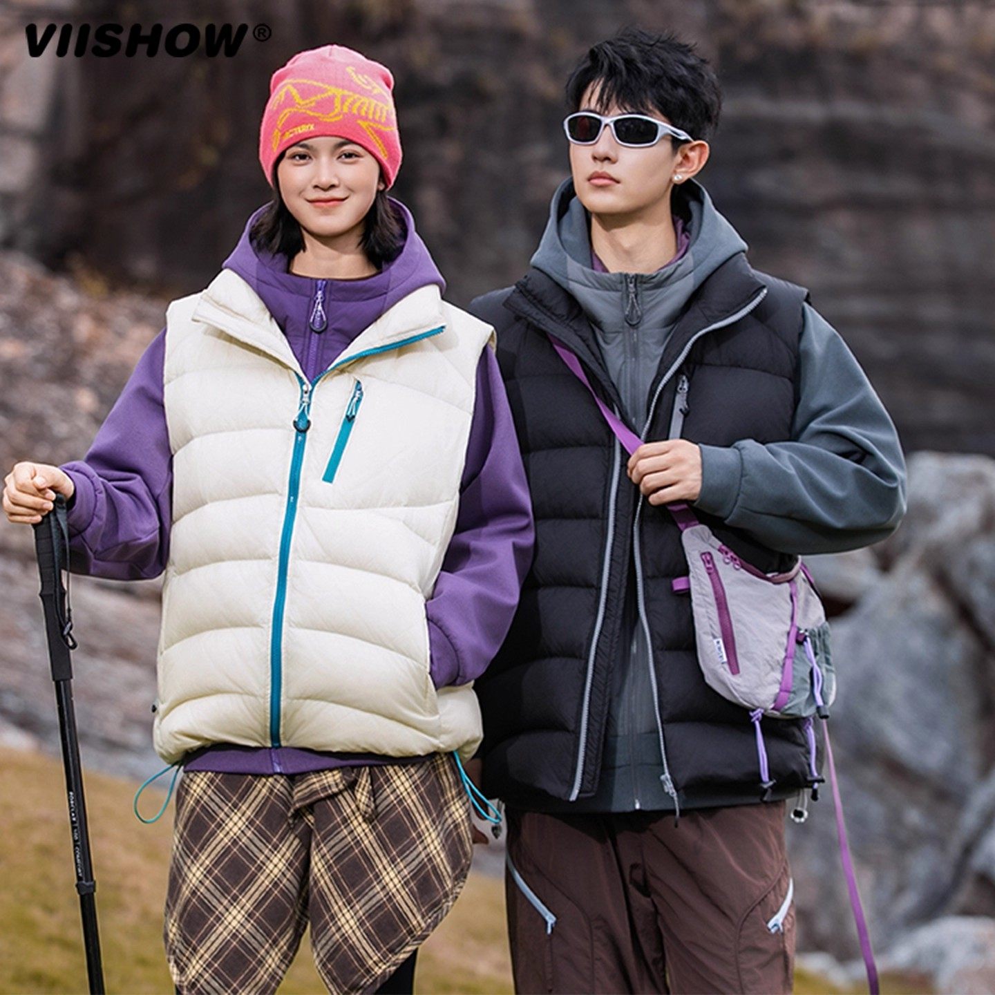 VIISHOW机能风拼接撞色拉链立领羽绒马甲男冬季时尚宽松百搭外套,男装,羽绒服,淘宝优惠券,粉丝福利购,淘宝优惠卷