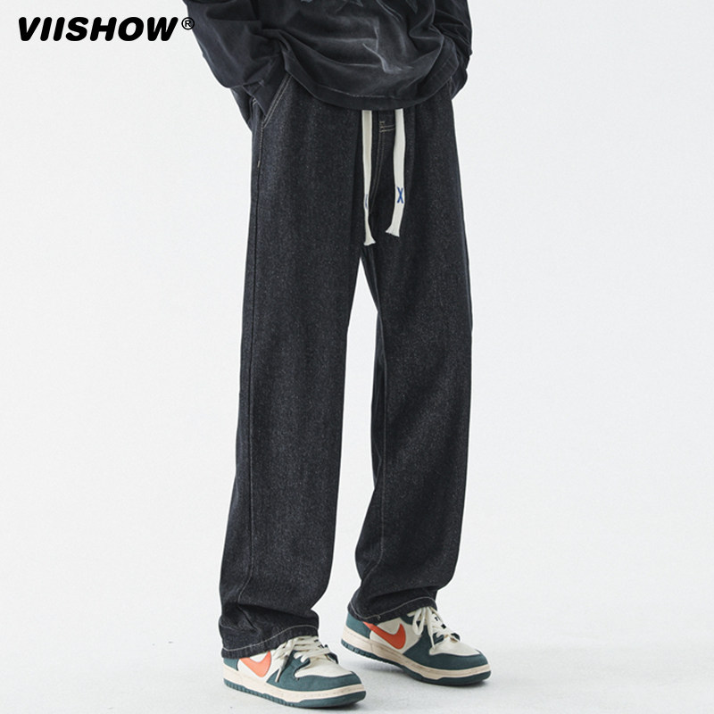 VISHOW日系复古牛仔裤男宽松直筒坠感阔腿老爹裤ins潮牌高街长裤,男装,牛仔裤,淘宝优惠券,粉丝福利购,淘宝优惠卷