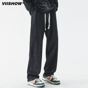 ins潮牌高街长裤 VISHOW日系复古牛仔裤 男宽松直筒坠感阔腿老爹裤