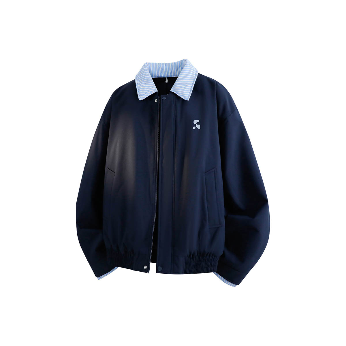 PRESSURE美式复古格子拼接撞色翻领假两件休闲宽松棉服男女同款