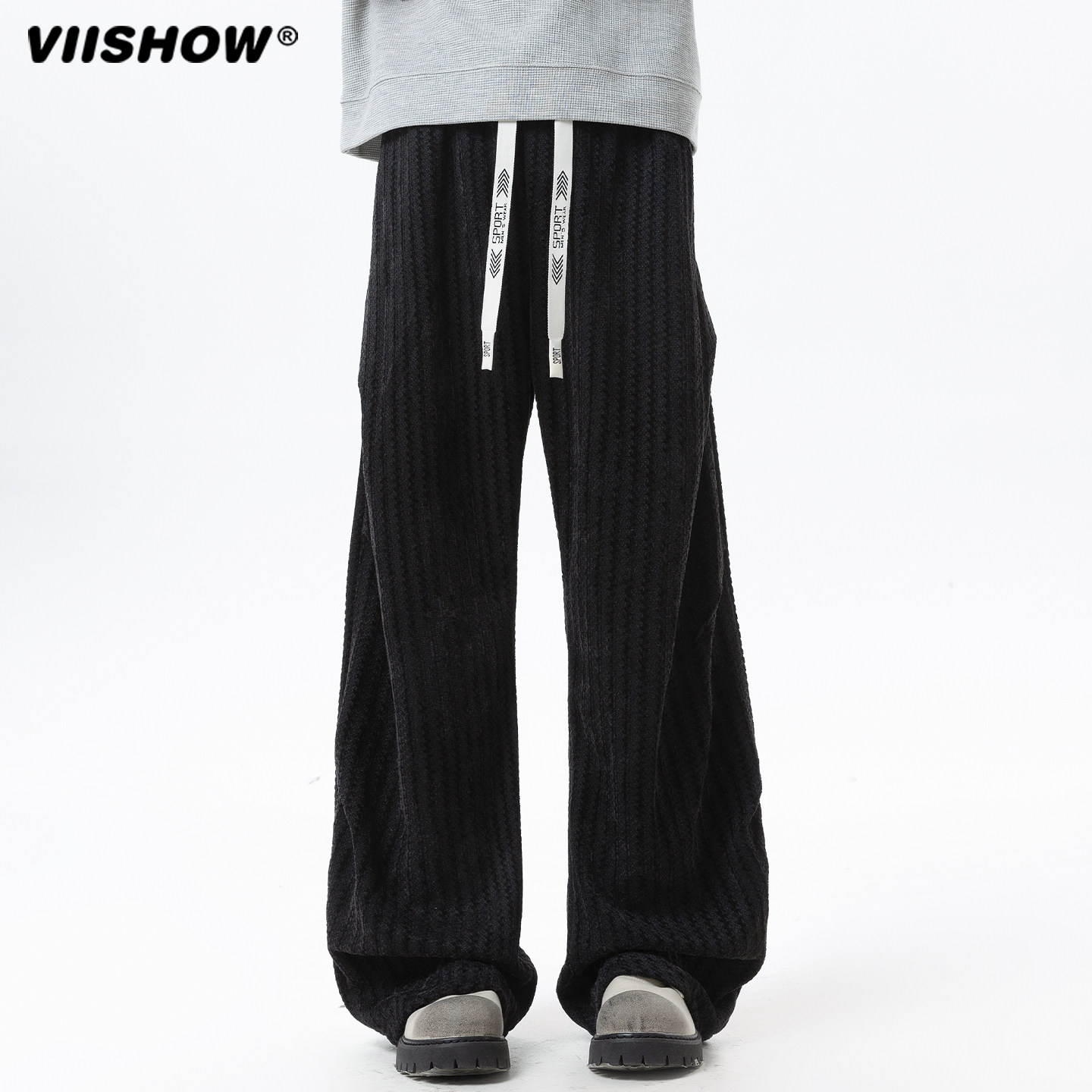 VIISHOW美式复古斑马纹灯芯绒休闲裤男女冬季潮牌阔腿直筒拖地裤,男装,休闲裤,淘宝优惠券,粉丝福利购,淘宝优惠卷