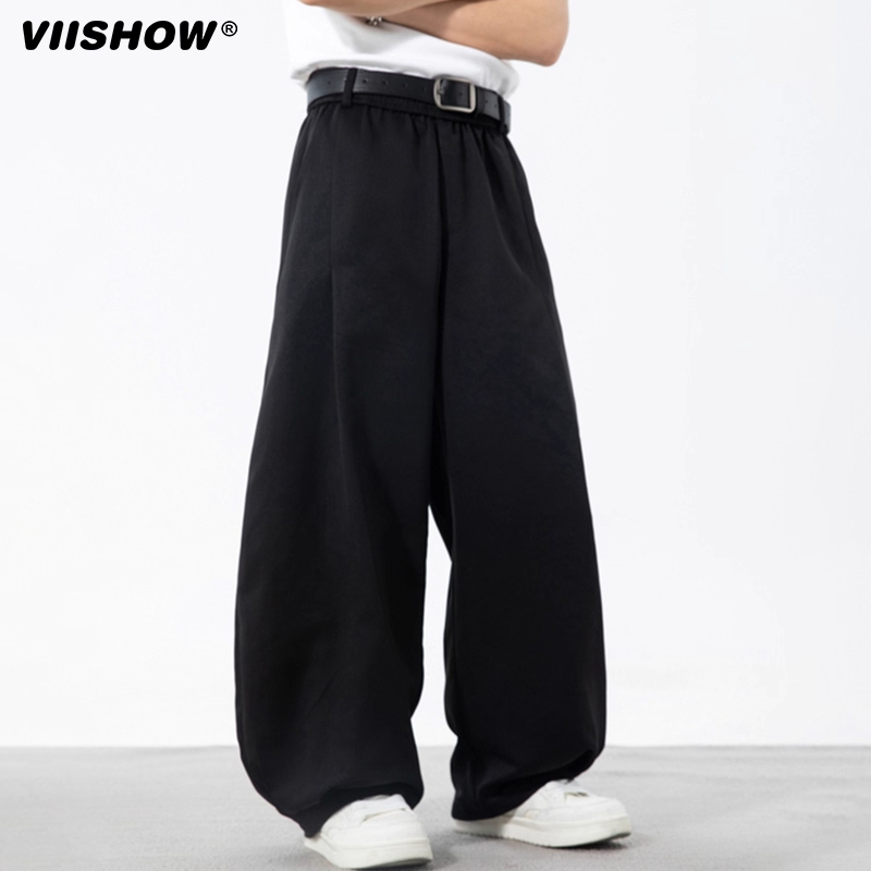 VIISHOW宽松日系弹力微收脚阔腿休闲裤男夏季弯刀裤质感潮牌运动