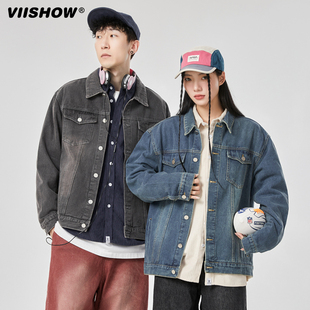 VIISHOW牛仔外套男生潮宽松2024春季 高级感潮牌高街夹克 新款 男士