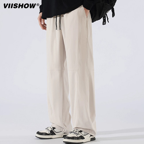 VIISHOW速干裤子男生2025夏季薄款垂感防晒冰丝凉感浅色长裤子