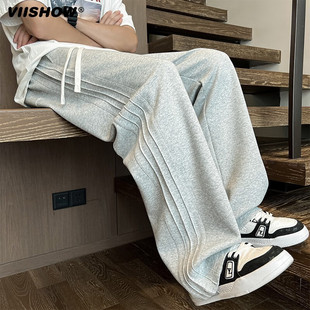 VIISHOW有货复古潮牌纯色直筒垂感运动卫裤 男女宽松百搭休闲长裤