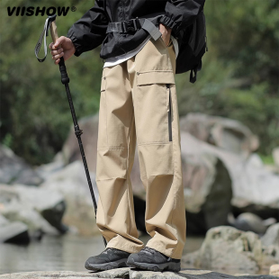 VIISHOW美式工装裤男士春款潮牌休闲直筒宽松裤户外潮流运动男裤