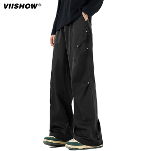 伞兵裤 子高街休闲运动阔腿长裤 男秋季 裤 拼接直筒工装 VIISHOW美式