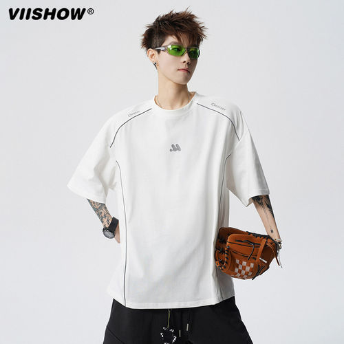 VIISHOW短袖男夏季新款美式索罗娜凉感重磅t恤印花运动圆领半袖