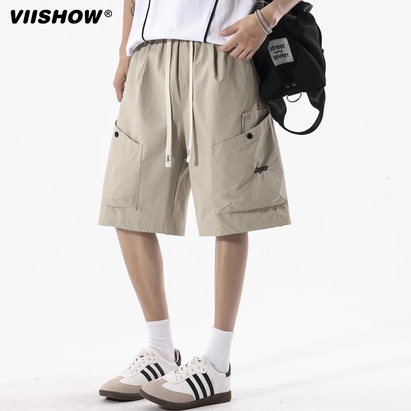 VIISHOW速干工装五分裤男夏季冰丝凉感短裤新款冲锋裤男生中裤