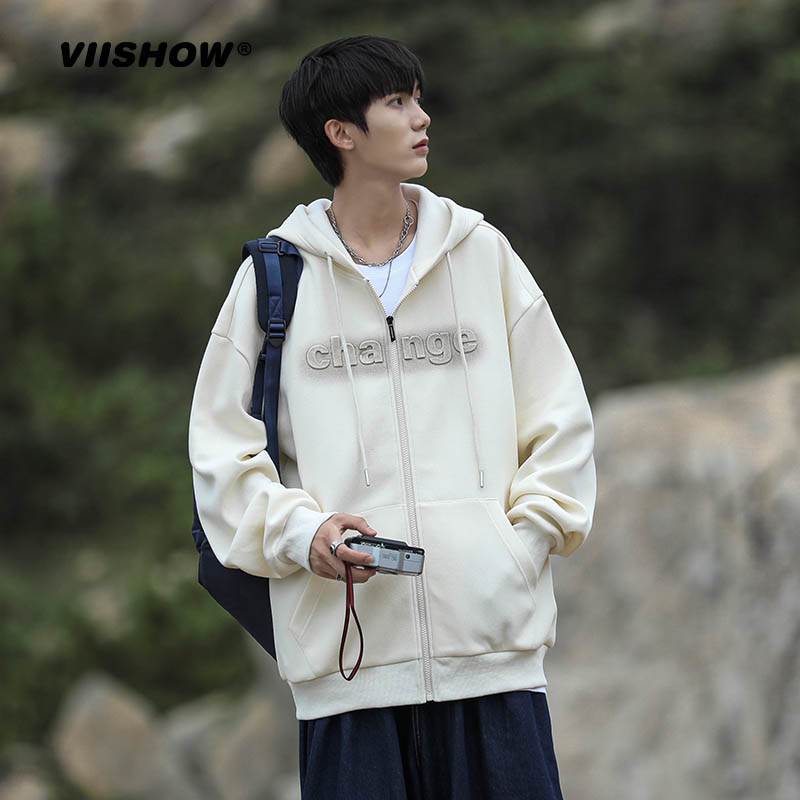 VIISHOW拉链卫衣连帽外套