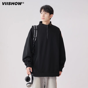 VIISHOW半拉链立领卫衣男秋情侣polo衫 上衣 美式 慵懒chic外套长袖