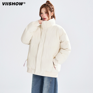 VIISHOW潮牌复古冬季加厚立领棉服男女宽松情侣百搭保暖休闲棉衣