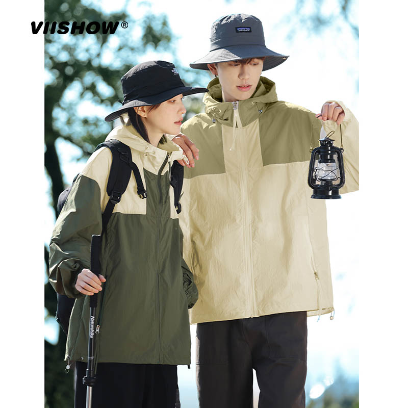 VIISHOW户外休闲撞色防晒衣夏季防紫外线轻薄透气登山徒步防晒服