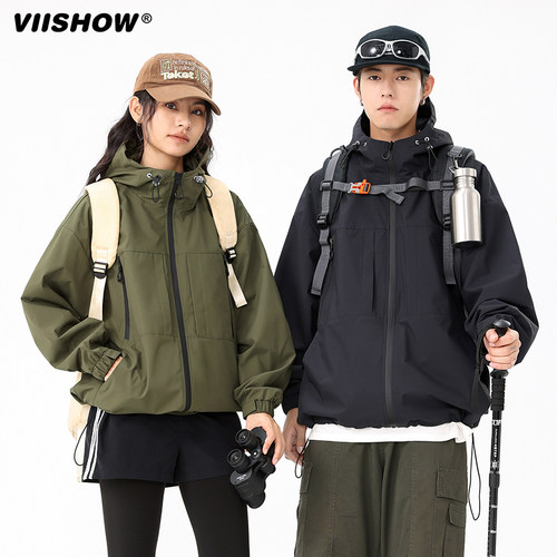 VIISHOW户外冲锋外套男士春季2025新款防风防水登山衣服痞帅夹克