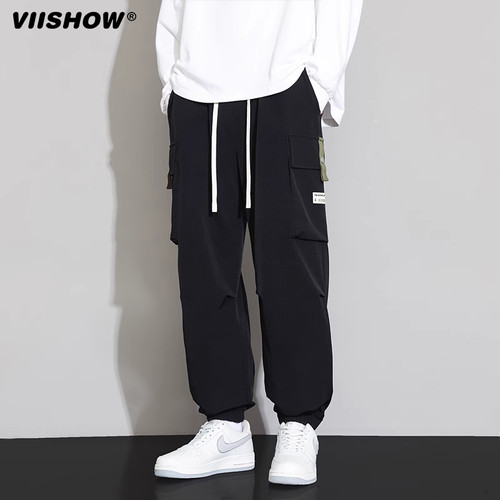 VIISHOW休闲裤男春季宽松束脚工装长裤学生运动青年阔腿美式裤子