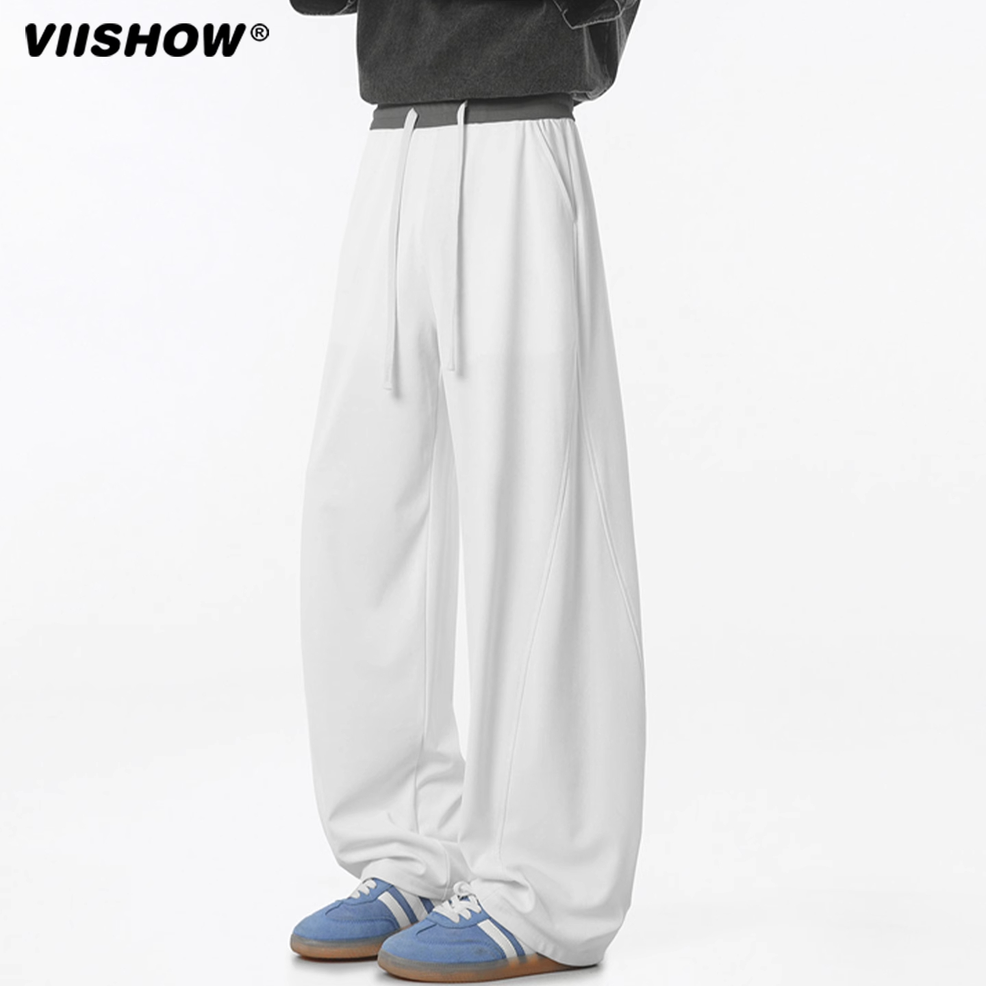 VIISHOW凉感冰丝休闲裤男夏季薄款宽松直筒垂感弹力速干运动长裤