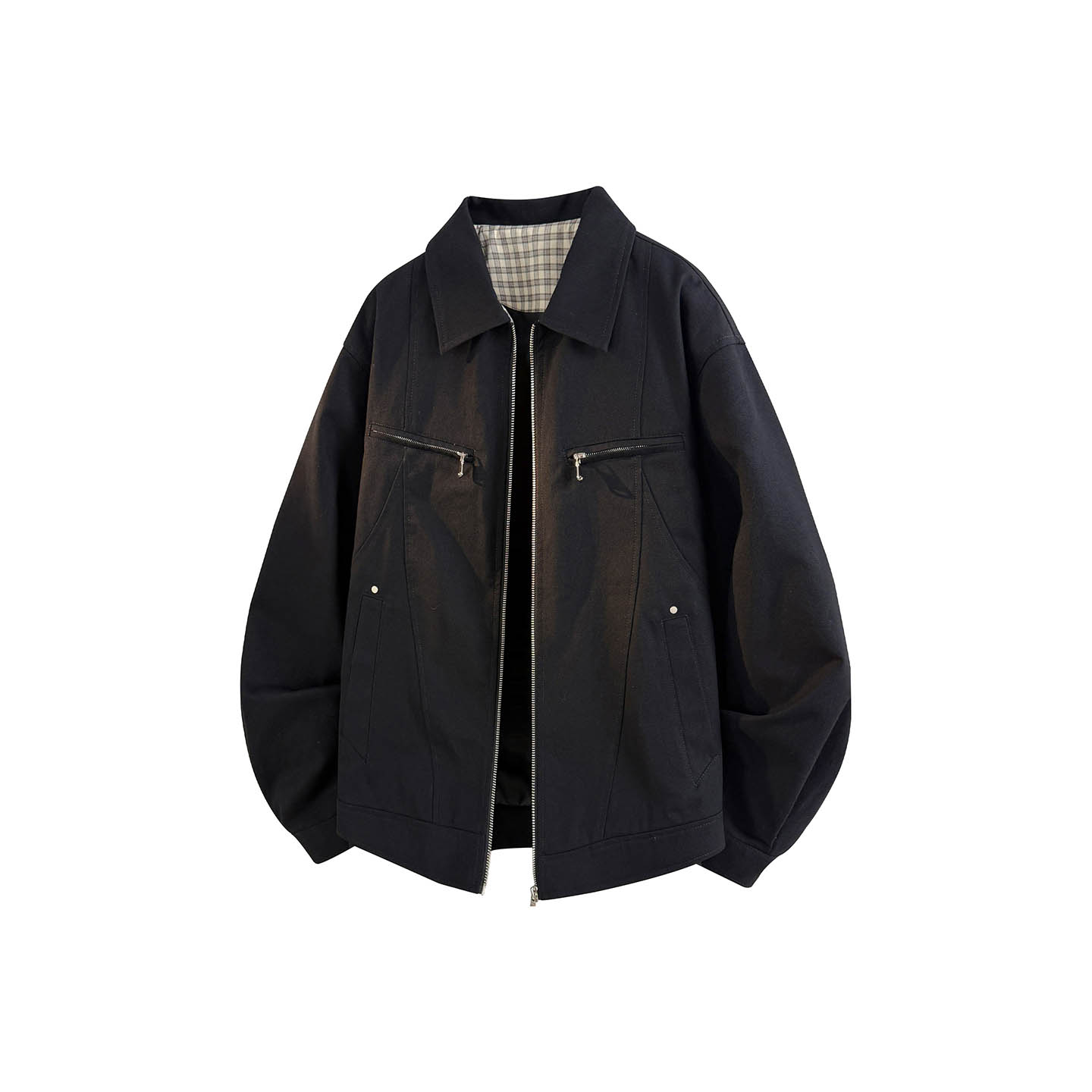 PRESSURE美式高街工装解构性格子拼接简约小众设计翻领夹克男女款