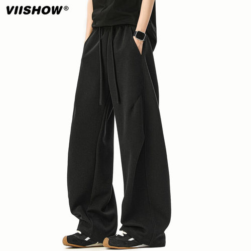 VIISHOW秋季阔腿卫裤男情侣潮牌简约直筒阔腿弯刀宽松休闲长裤潮