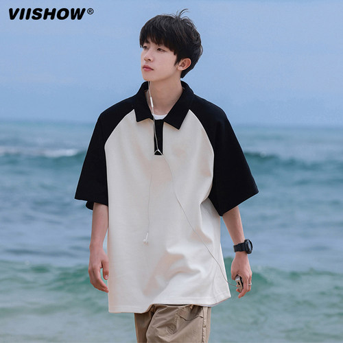 VIISHOW日系polo衫短袖t恤男2024夏季冰丝潮牌青少年宽松半袖体恤