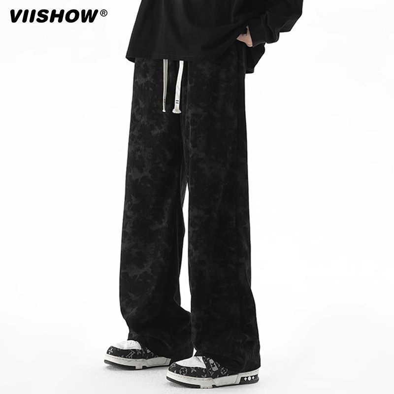 VIISHOW美式复古灯芯绒裤子男秋款设计感潮牌炸街宽松直筒长裤子
