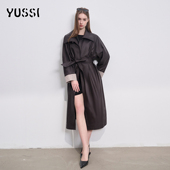 风衣外套女高端大气上档次黑色 大气英伦风长款 YUSSI2026春季 新款
