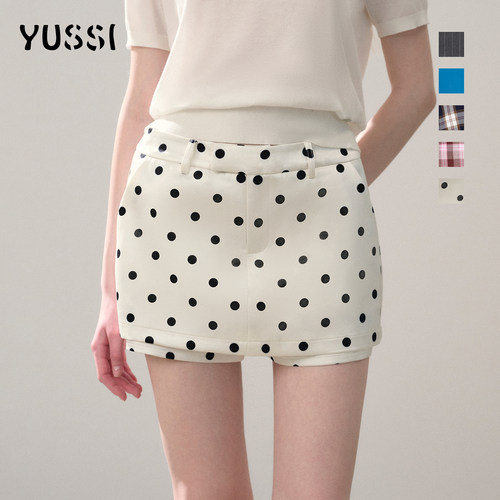 YUSSI2026春夏新款灰色格子短裙女a字裙裤超好看包臀显瘦半身裙子