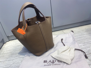 定制进口TC牛皮蜡线手缝菜篮子包高级软皮手拎包真皮百搭水桶包