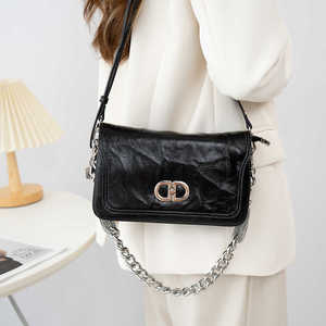 小众褶皱链条女包潮2024款软皮休闲通勤单肩包时尚百搭真皮斜挎包