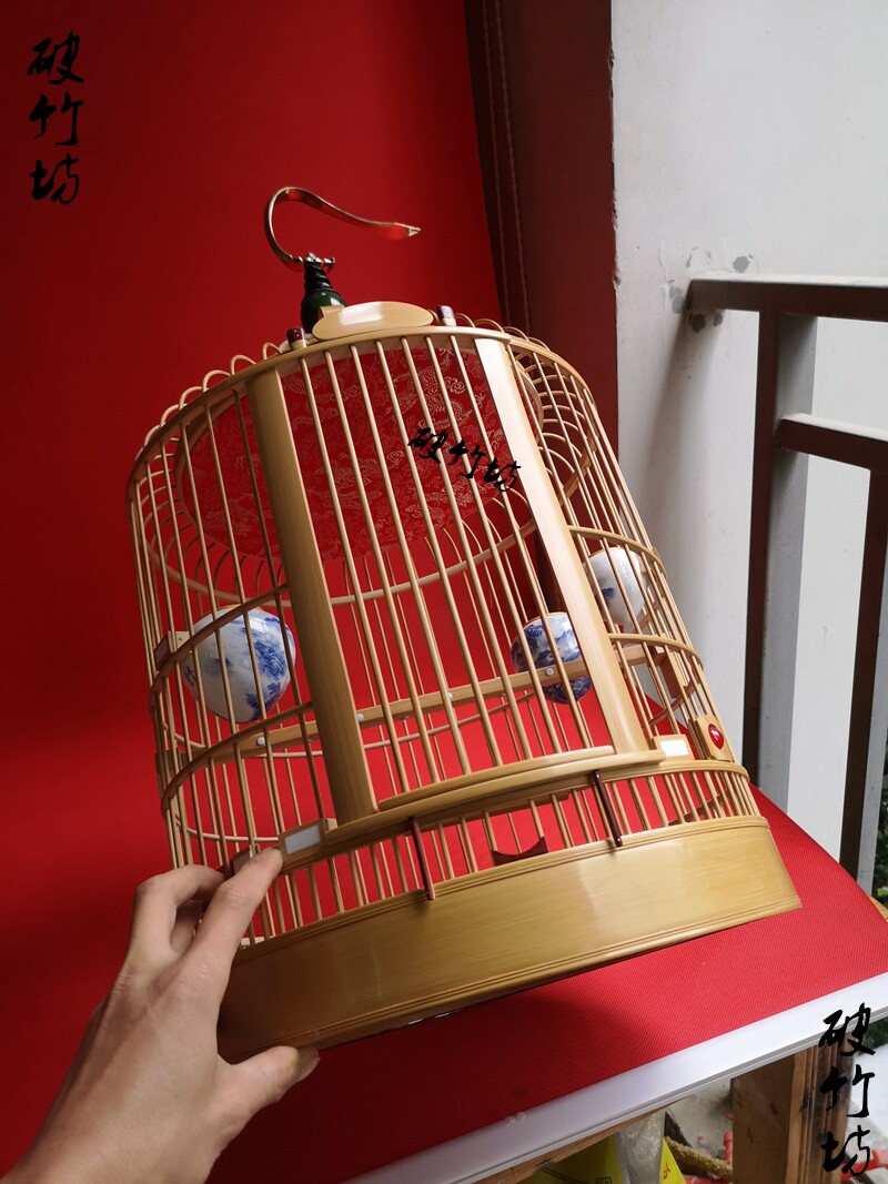 川笼画眉鸟笼 成都手工竹编笼  镶嵌小叶紫檀 全套包邮