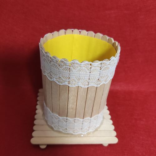 冰棍棒笔筒冰棍棒手工制作DIY材料包成品废纸利用森系手工成品