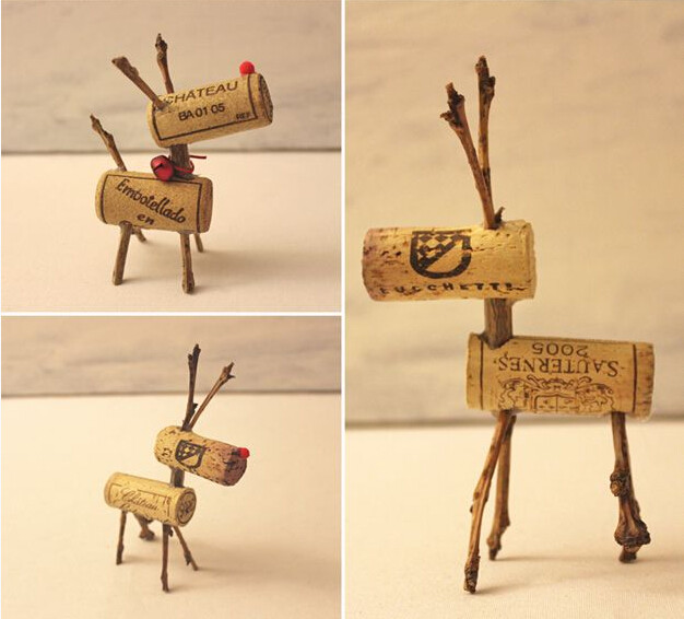 圣诞鹿 麝鹿 手工圣诞鹿 圣诞鹿 橡木塞圣诞鹿 木制品摆饰