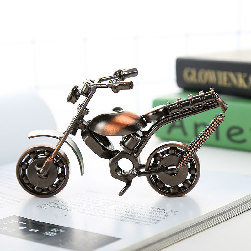 zakka杂货铁艺摆件工艺品铁皮车 摩托车模型A5 创意学生礼品