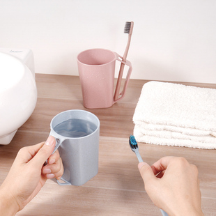 碧嘉嘉小麦秸秆情侣漱口杯沥水蓝色牙刷洗漱杯子刷牙杯家用创意