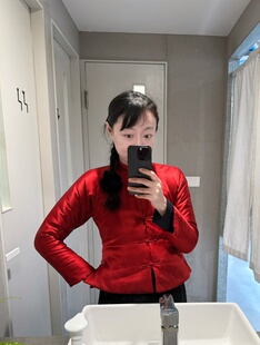 新中式 红色棉服外套高端过年加厚棉衣棉袄女冬夹羊绒 全丝国风唐装