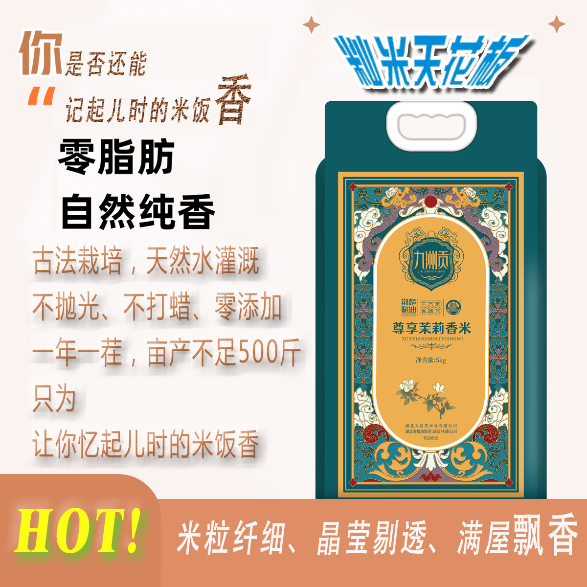 九洲贡新米茉莉香米10斤真空装