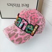 26新款 水钻字母棒球帽女豹纹鸭舌帽春夏出游时尚 百搭遮阳帽子防晒