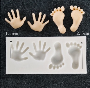 Diy卡通脚丫手足印脚印 翻糖\巧克力蛋糕硅胶模具