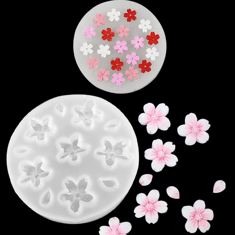 DIY巧克力模具小花朵蛋糕装饰五瓣花樱花梅花桃花翻糖硅胶模具